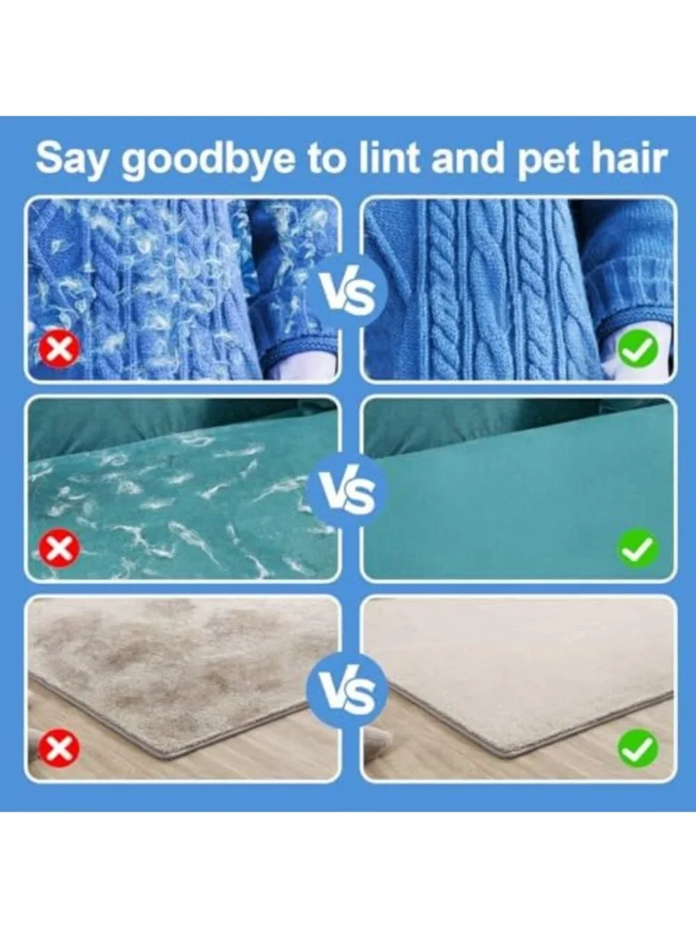 Pet Hair Removal Gloves for Cats & Dogs - Reusable Electrostatic Tool, 2 Pack